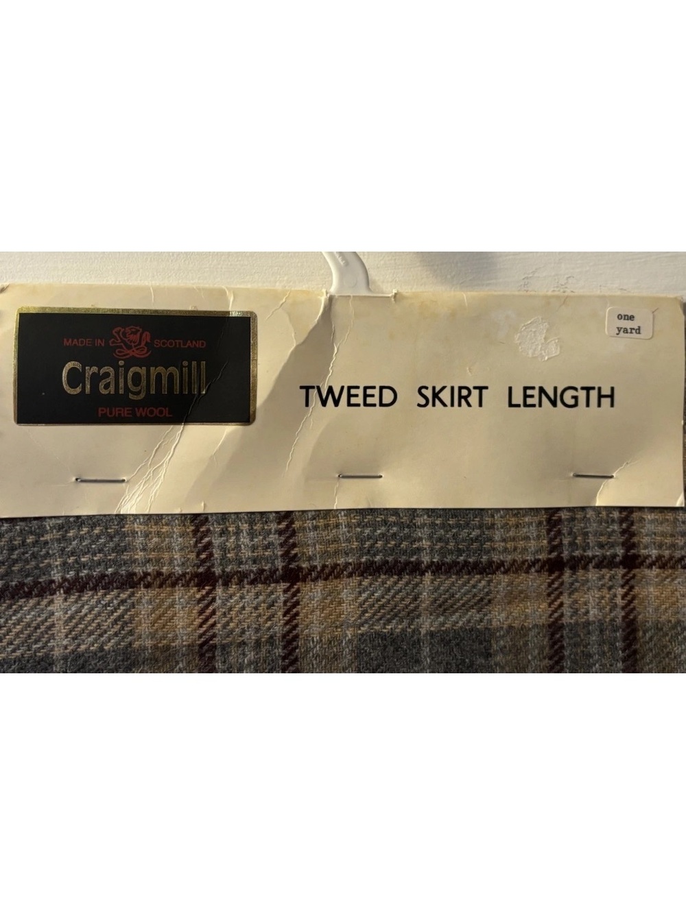 VTG Craigmill Pure Wool Tweed Scotland Plaid Estate District Check Skirt Fabric